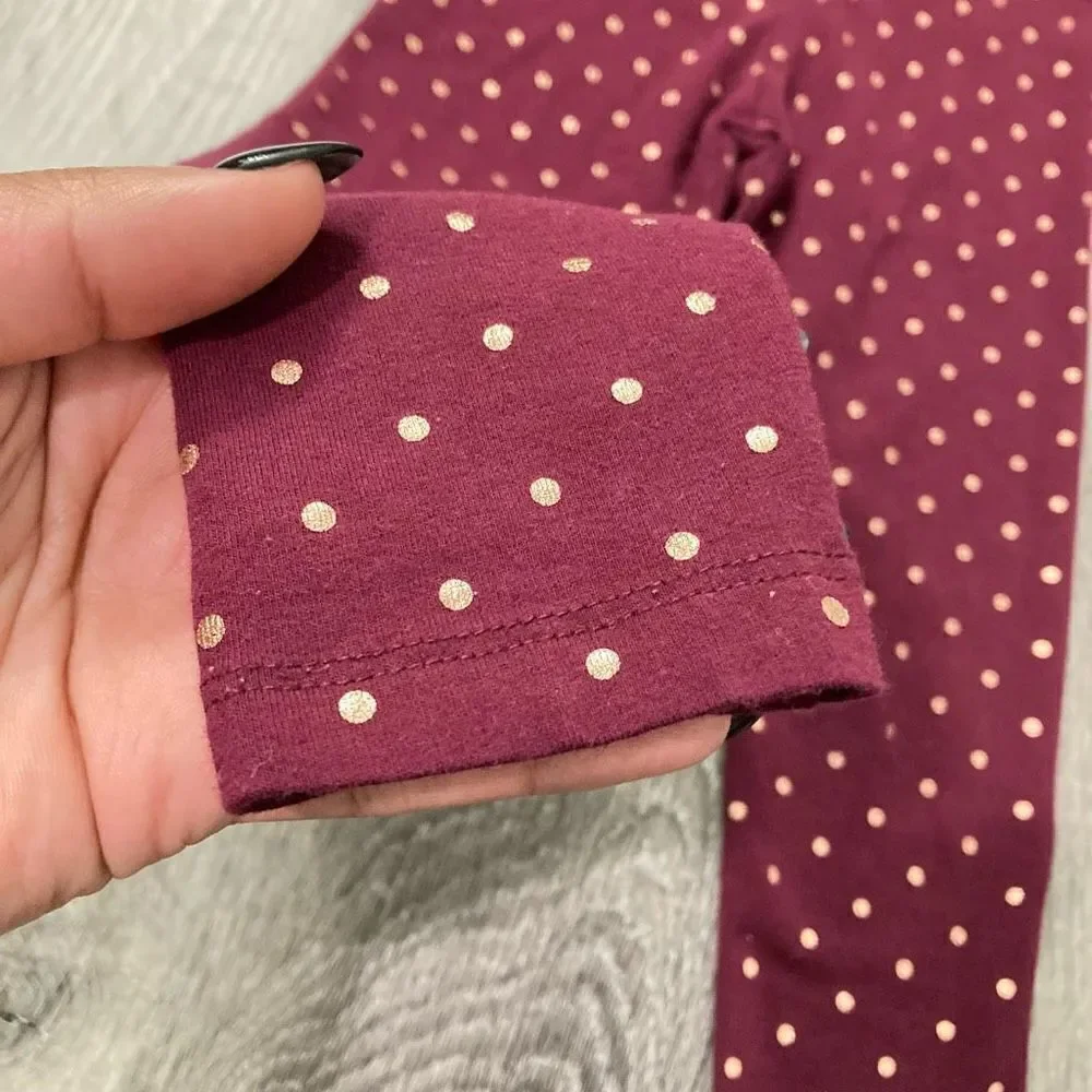 The Chlldren’s Place Girl’s Burgundy Gold Polka Dot Pull-On Full Leggings XS 4